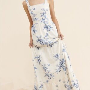 Agua Bendita for Anthropologie Celestine Blue Floral Maxi Dress